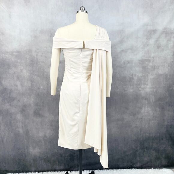 Lan Ting Bride Dress Womens 10 Cream Bridesmaid Wedding Party Minimalist Elegant - Picture 2 of 12